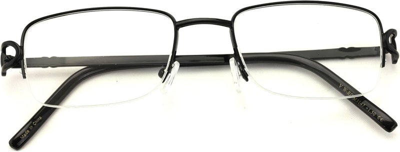 V.W.E. Rectangular Frame Clear Lens Designer Half Rim Eyeglasses Metal Glasses - Image 2